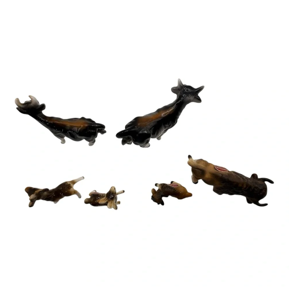 Vintage Bone China Animal Figurines Lot Japan Deer Cow Buffalo Miniatures Set 6 - Picture 3 of 8